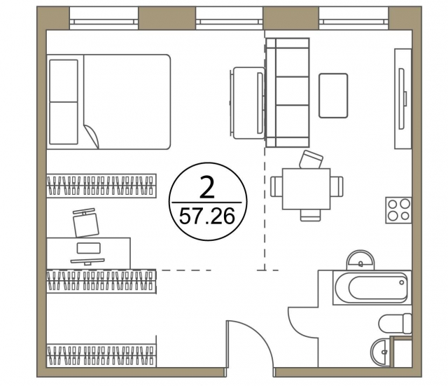 Планировка ЖК Поклонная No. 7,  м2