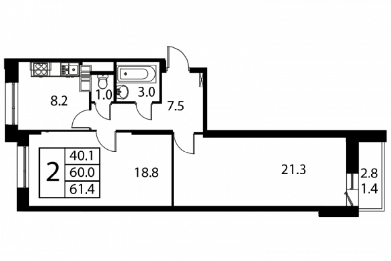 Продажа 2-комн квартиры в новостройке Домодедово с., Жуковского ул.,  к. 3