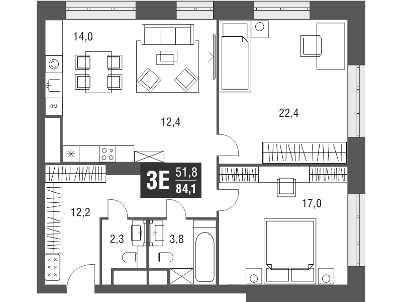 Продажа 2-комн квартиры в новостройке Москва г., Серебрякова проезд,  к. 1