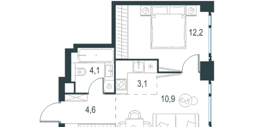 1-комн квартира Москва г., Озерная ул.,  к. 1
