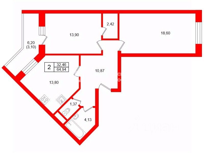 Продажа 2-комн квартиры на вторичном рынке пос. Шушары, переулок Вилеровский, 6