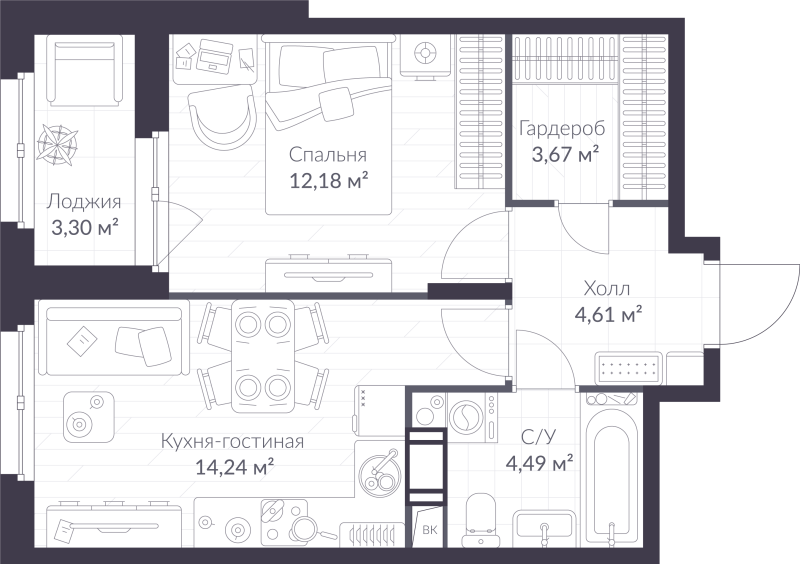 Продажа 1-комн квартиры в новостройке Сертолово г., Дмитрия Кожемякина ул.,  к. 5