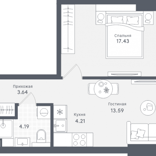 1-комн квартира Сокольнический Вал ул,  к. 1