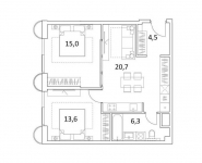 Планировка ЖК Nametkin Tower, 28.6 м2