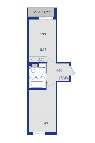Планировка ЖК Lampo, 13.49 м2