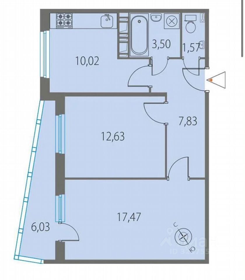 Продажа 2-комн квартиры на вторичном рынке дорога Кушелевская, 1к2