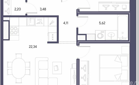 Продажа 2-комн квартиры на вторичном рынке набережная Чёрной речки,  д. 35 с1