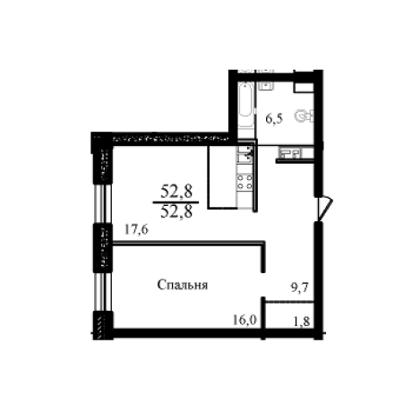 Планировка ЖК Ракитня, 16 м2