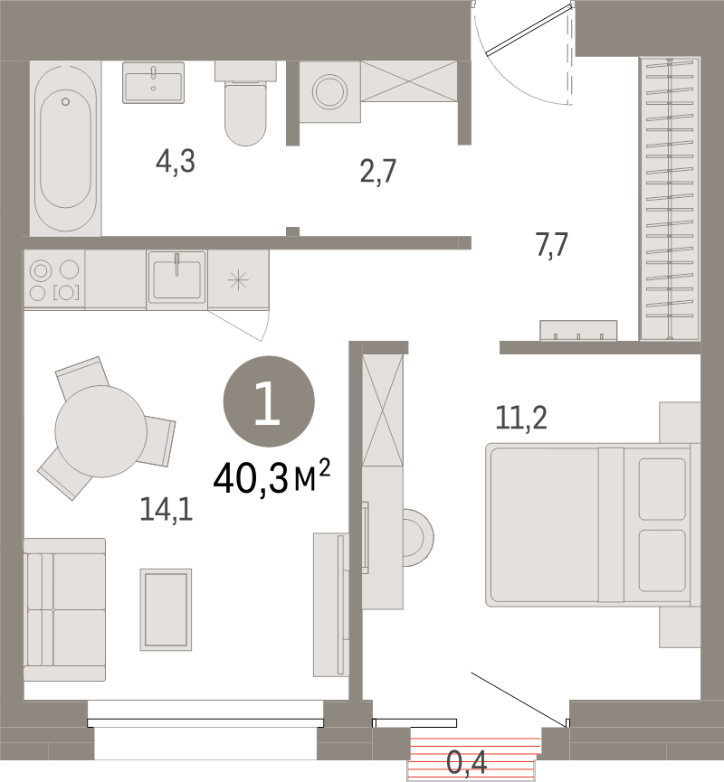 Продажа 1-комн квартиры в новостройке Санкт-Петербург г., Головнина б-р,  к. 2-1