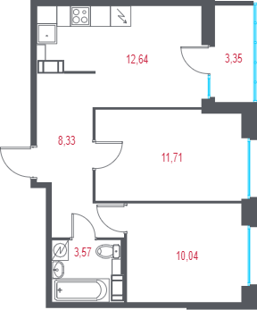 Продажа 2-комн квартиры в новостройке Пушкин г., 1-я линия, территория Лесное,  к. 2.2