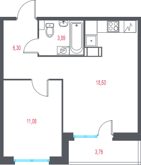 Продажа 1-комн квартиры в новостройке Пушкин г., 1-я линия, территория Лесное,  к. 1.1