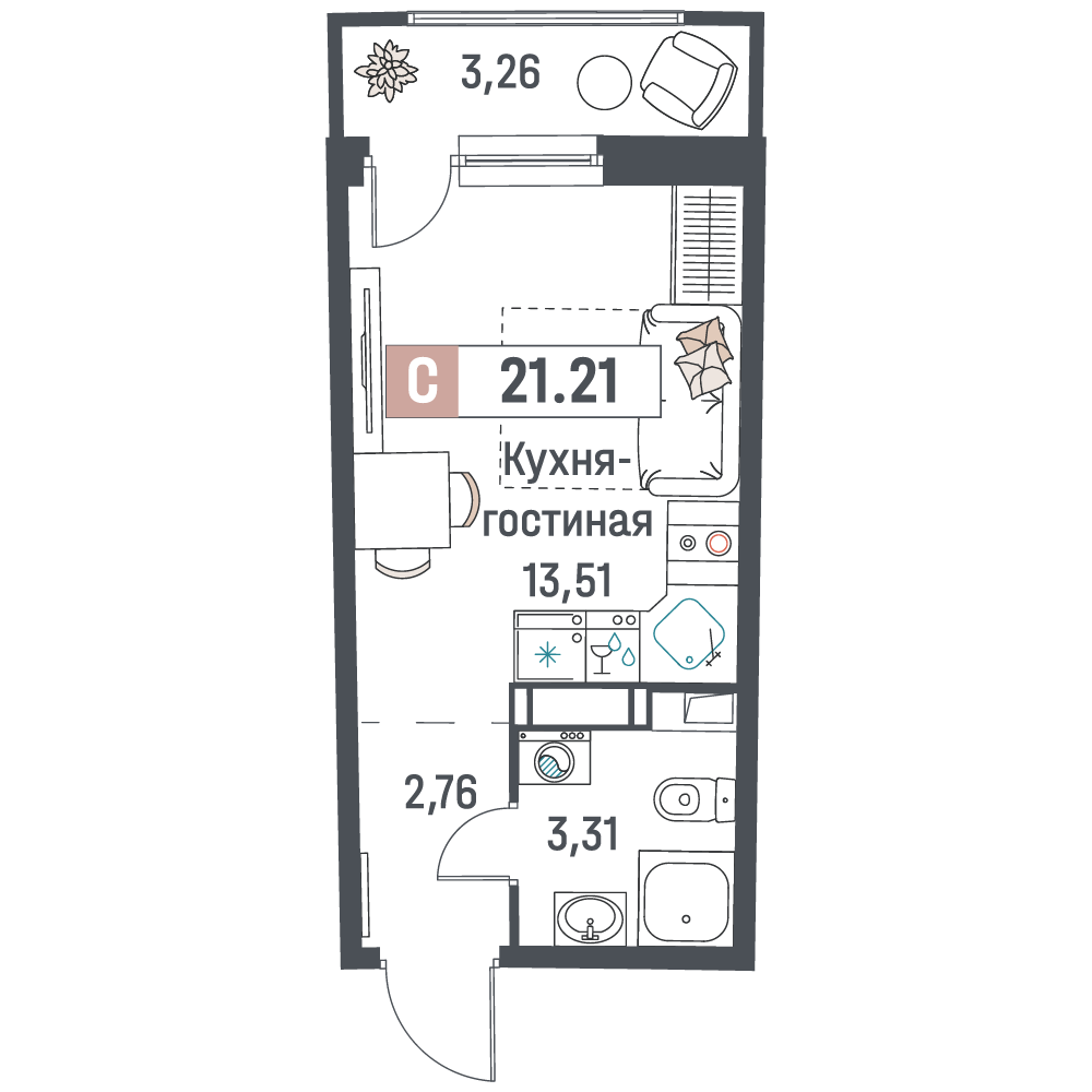 Студия Мурино п, Авиаторов Балтики пр-кт,  д. 31