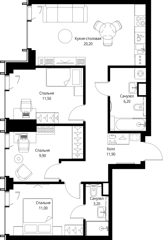 Продажа 3-комн квартиры в новостройке Москва г., Верейская ул.,  к. 1.6