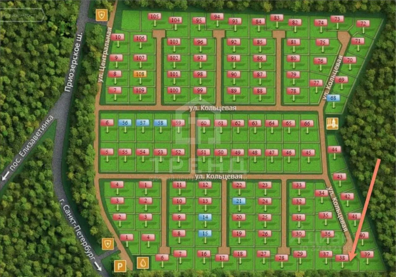 Продажа земли Елизаветинское кп, улица Кольцевая,  д. 38