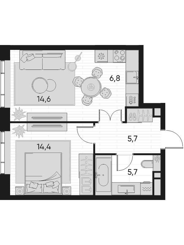 Продажа 1-комн квартиры в новостройке Москва г., Полковая ул.,  к. 1