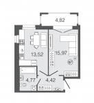 Планировка ЖК Биография, 15.97 м2