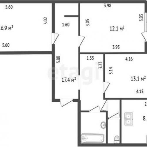 3-комн квартира улица Щербакова,  д. 3 к1