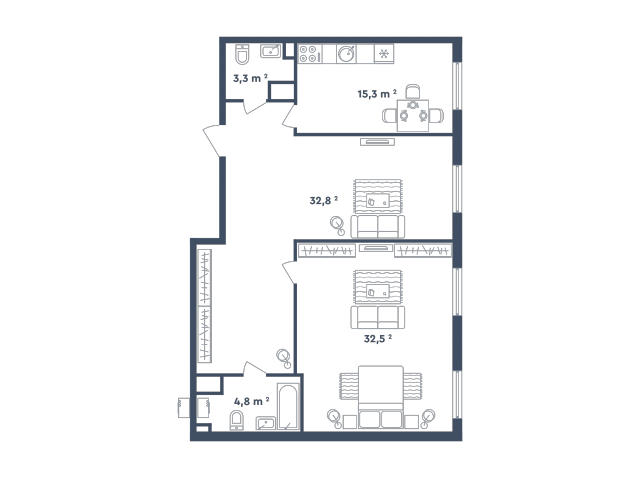 Планировка ЖК Сказочный лес, 65.3 м2