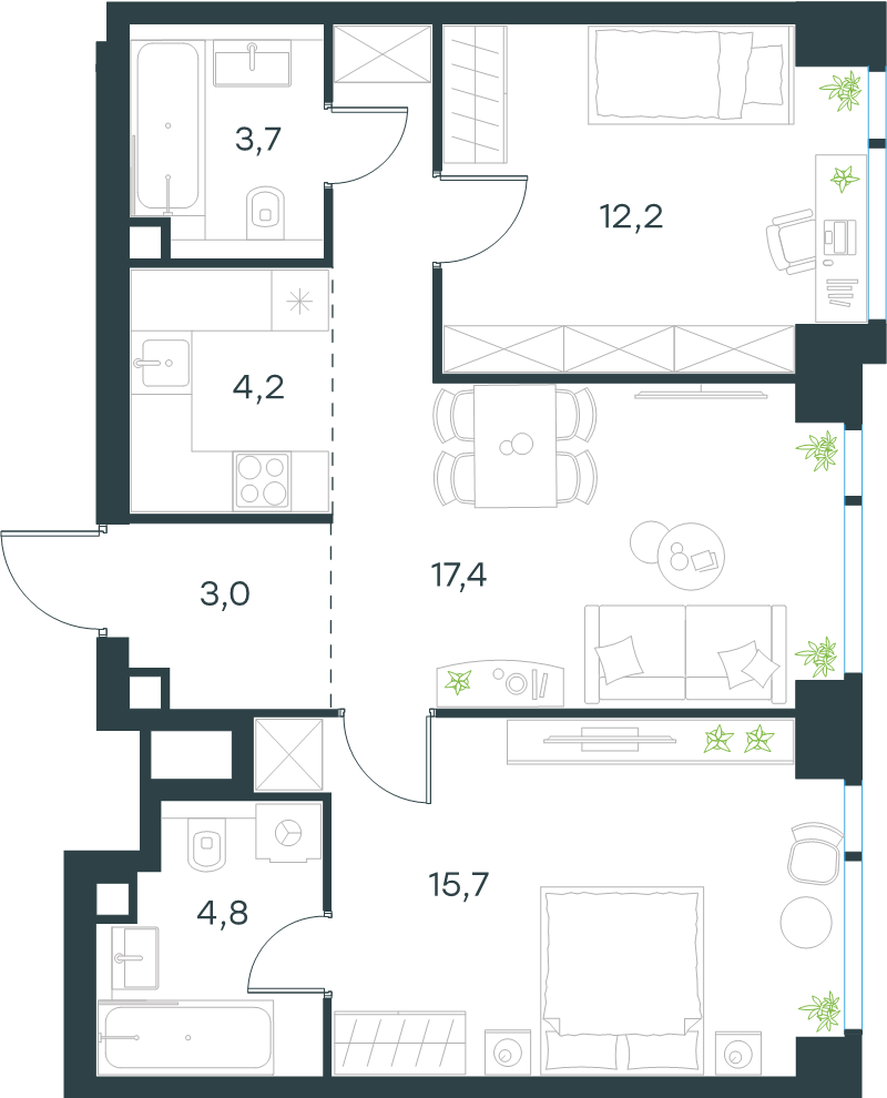 Продажа 2-комн квартиры в новостройке Москва г., Озерная ул.,  к. 4
