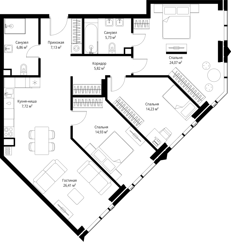 Продажа 3-комн квартиры в новостройке Москва г., 3-й Силикатный проезд,  к. Leo