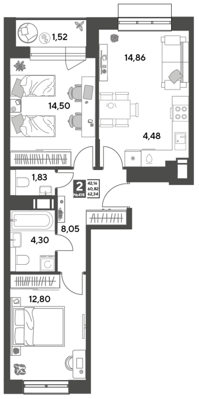 Продажа 2-комн квартиры в новостройке Пушкино г., Зелёная Роща ул.,  к. 12