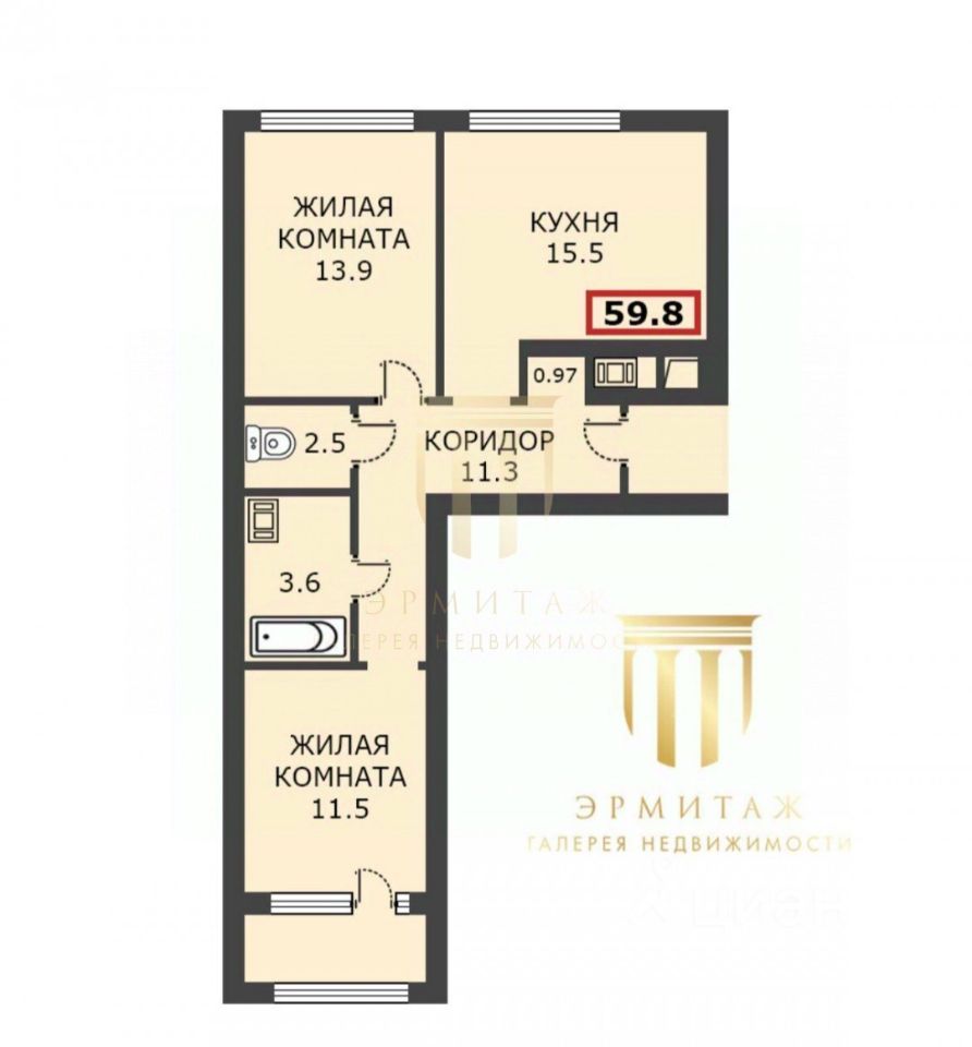 Продажа 2-комн квартиры на вторичном рынке улица Челюскина, 10