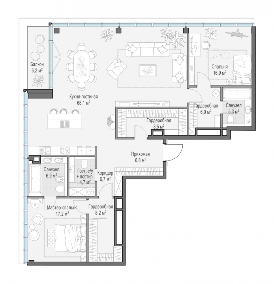 Продажа 3-комн квартиры в новостройке Москва г., Фрунзенская наб.,  к. C3