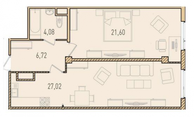Планировка ЖК Парнас, 39.81 м2