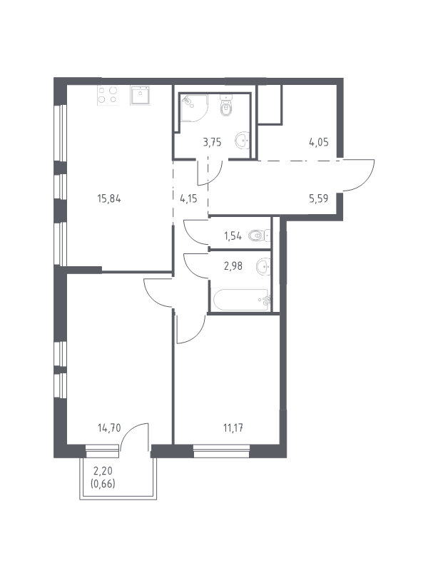 Продажа 2-комн квартиры в новостройке Новосаратовка д., Покровская Дорога ул.,  к. 1.2