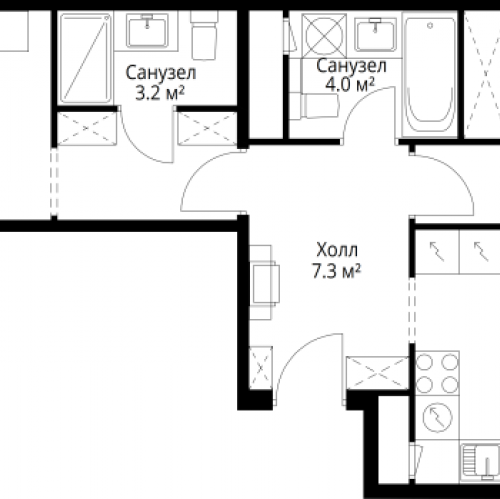 2-комн квартира Сапроново д., Купелинка мкр.,  к. Нестеров
