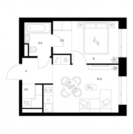Продажа 1-комн квартиры в новостройке ул. Котляковская, корп. 2.1