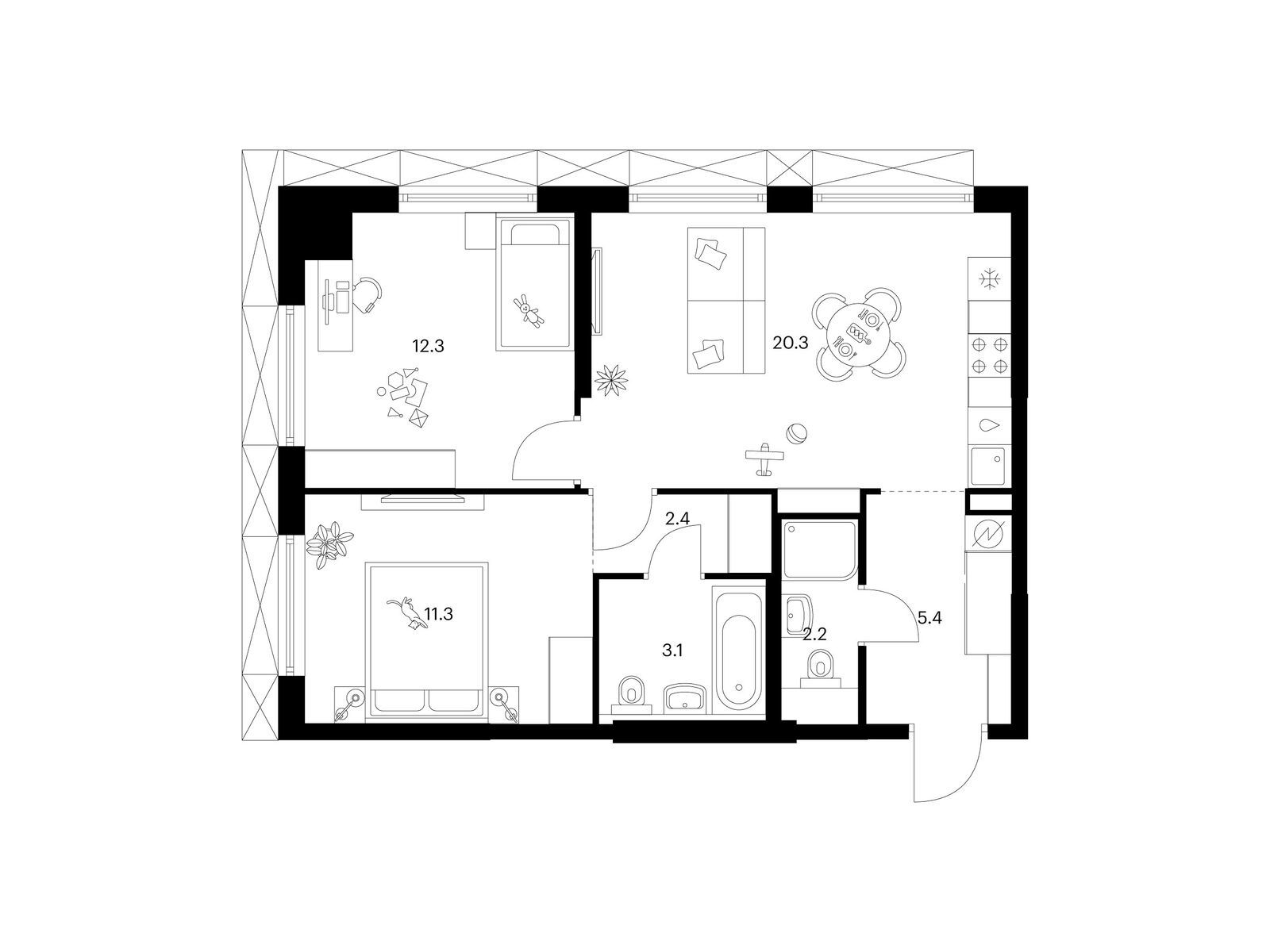 2-комн квартира ул. Плеханова, вл. 11, корп.1.5
