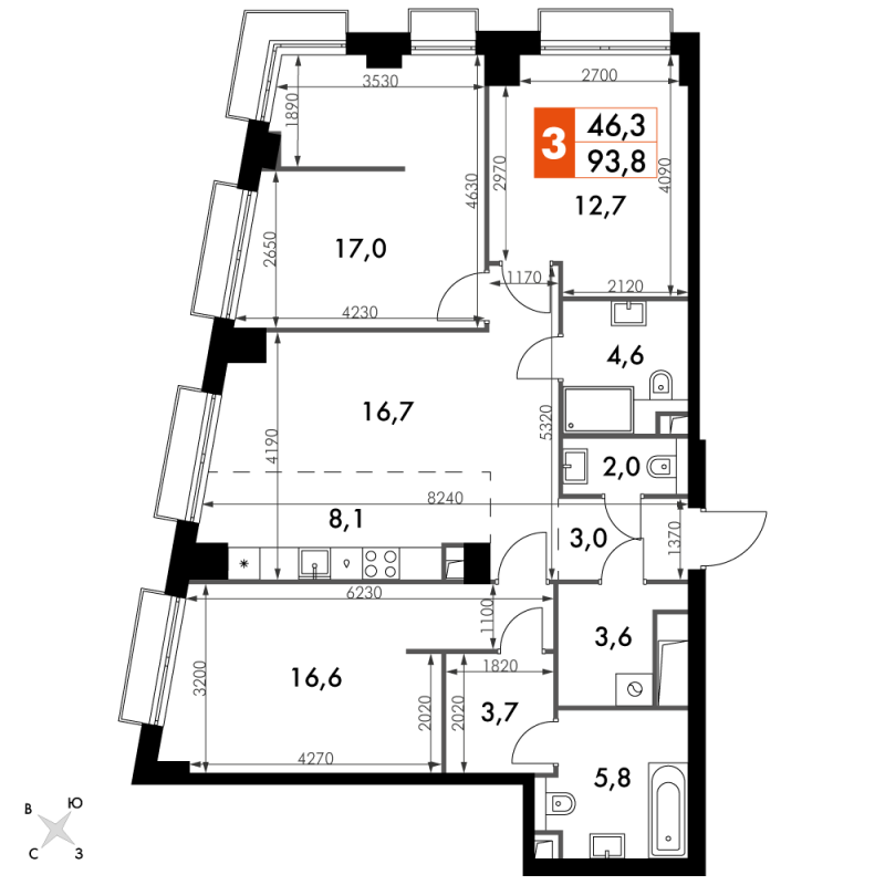 Продажа 3-комн квартиры в новостройке Москва г., Шеногина ул.,  к. 5.2