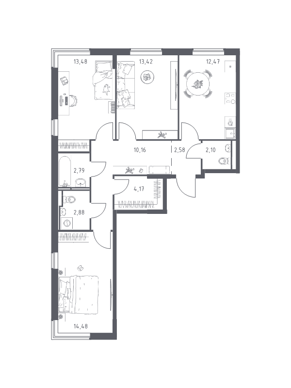 Продажа 3-комн квартиры в новостройке Мытищи г., 1-й Стрелковый пер.,  к. 6