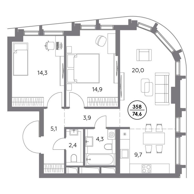 Продажа 1-комн квартиры в новостройке Москва г., Фридриха Энгельса ул.,  к. 2