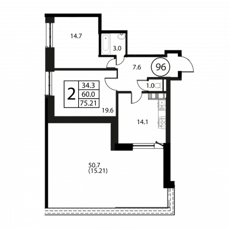 Продажа 2-комн квартиры в новостройке Домодедово с., Жуковского ул.,  к. 1