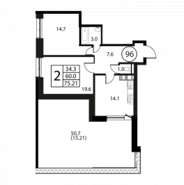 Продажа 2-комн квартиры в новостройке Домодедово с., Жуковского ул.,  к. 1