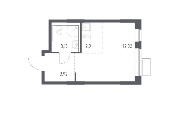 Планировка ЖК Квартал Сабурово, 16.23 м2