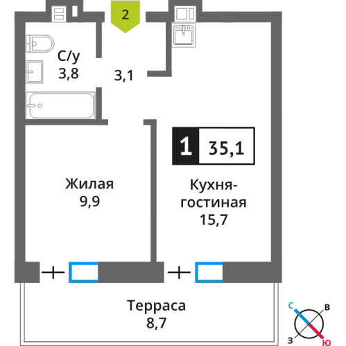 1-комн квартира Светлые Горы п., Пятницкое ш.,  к. 4