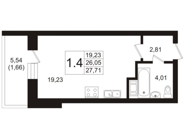 Планировка ЖК Пулковский, 19.23 м2