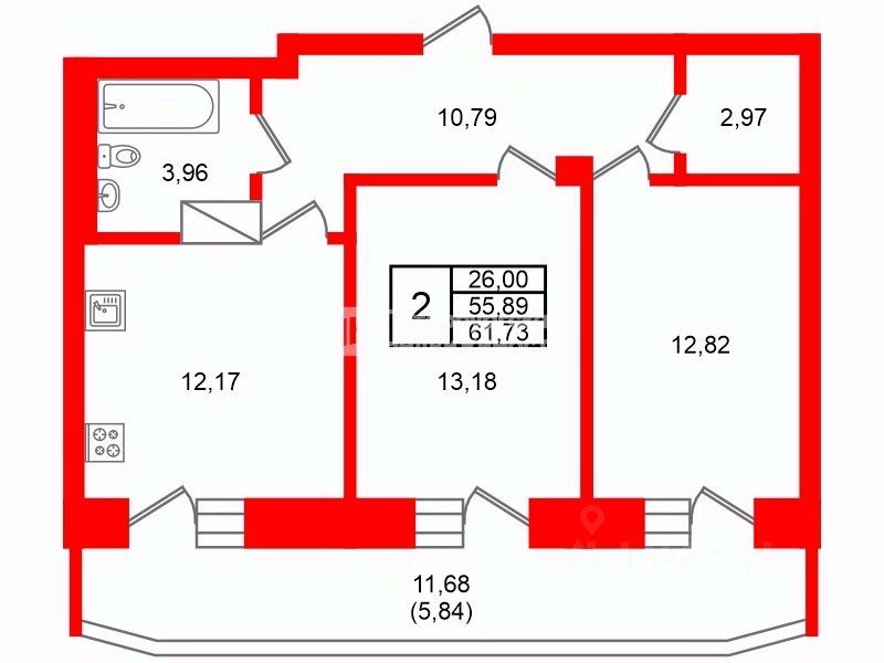 Продажа 2-комн квартиры на вторичном рынке Кудрово г., улица Областная, 9к2