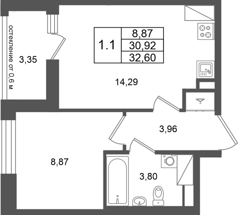 Продажа 1-комн квартиры в новостройке Новосаратовка д., Покровская Дорога ул.,  к. 14.1