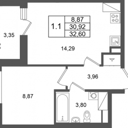 Продажа 1-комн квартиры в новостройке Новосаратовка д., Покровская Дорога ул.,  к. 14.1