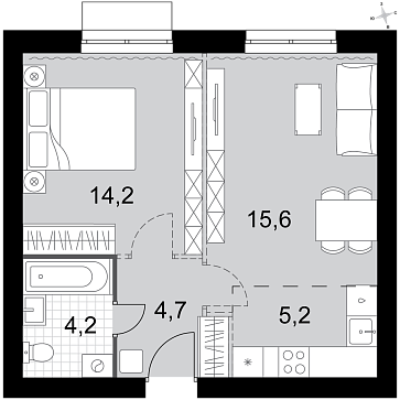 Продажа 1-комн квартиры в новостройке Докукино д., Цветочная ул.,  к. 1.1