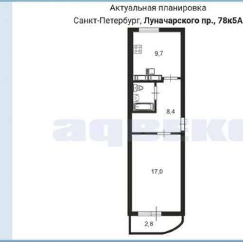 1-комн квартира Луначарского пр-кт,  д. 78,  к. 5