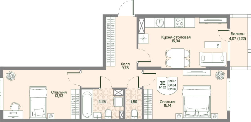 Продажа 2-комн квартиры в новостройке Мистолово д., Большой пр-кт,  к. 2
