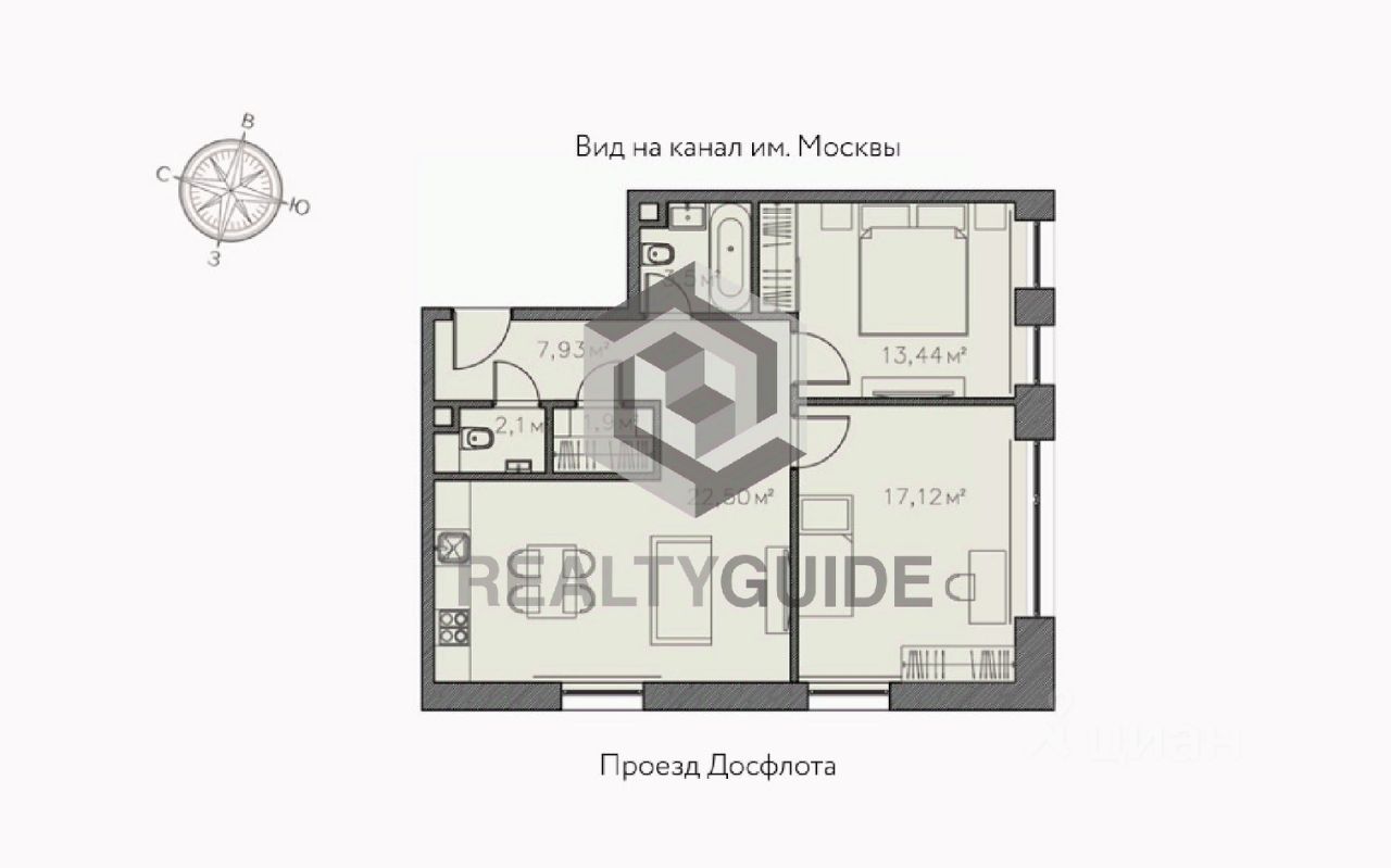 Продажа 1-комн квартиры на вторичном рынке проезд Досфлота, 12