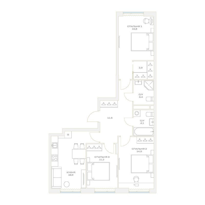Продажа 3-комн квартиры в новостройке Марьино п., Харлампиева ул.,  к. 8