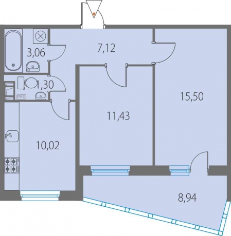 Планировка ЖК Кирилл и Дарья, 26.93 м2