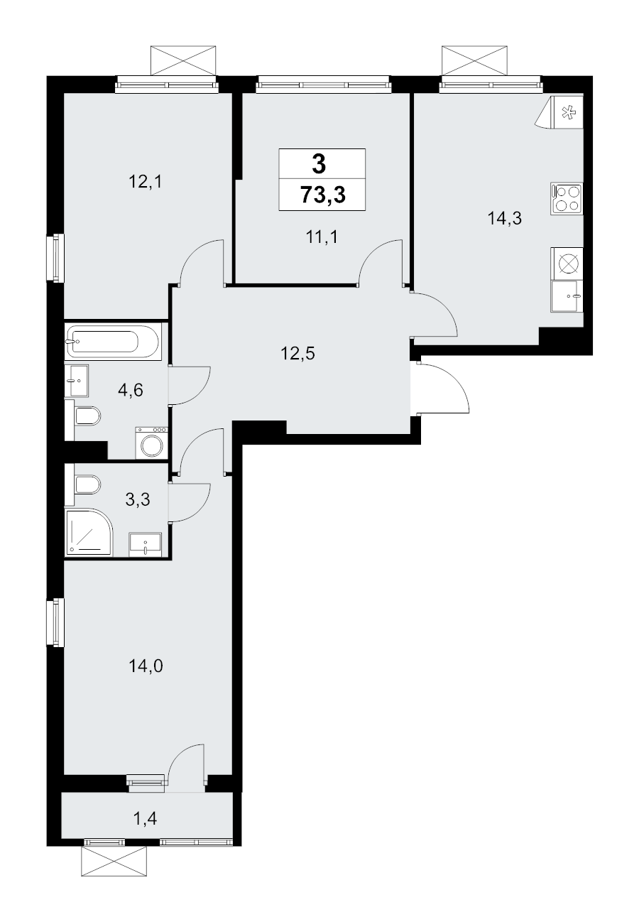 Продажа 3-комн квартиры в новостройке Сосенское пос., Куприна пр-кт,  к. 9.1